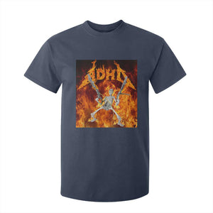 Funny Skeleton ADHD T Shirt For Kid Meme Flames Neurodivergent Gen Z TS10 Navy Print Your Wear