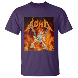 Funny Skeleton ADHD T Shirt Meme Flames Neurodivergent Gen Z TS10 Purple Print Your Wear
