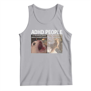 ADHD Cat Meme Tank Top Funny Panic Cat Mental Health Awareness TS10 Athletic Heather Print Your Wear