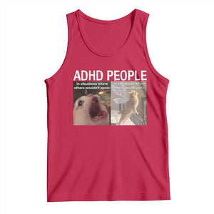 ADHD Cat Meme Tank Top Funny Panic Cat Mental Health Awareness TS10 Red Print Your Wear