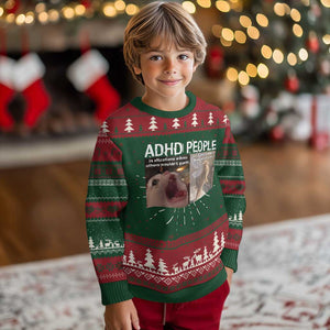 ADHD Cat Meme Knit Sweatshirt Funny Panic Cat Mental Health Awareness TS10 Christmas Print Your Wear