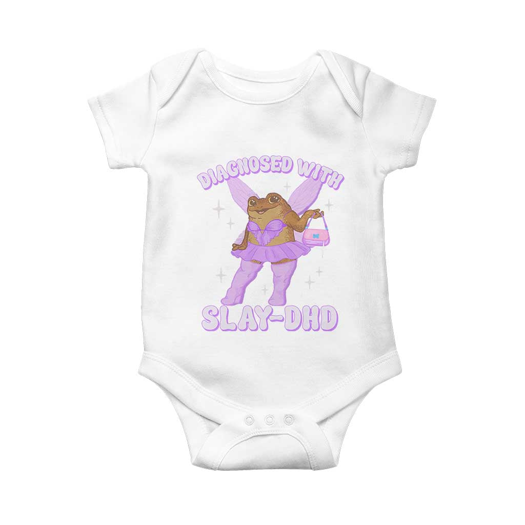 ADHD Meme Baby Onesie Funny Slay DHD Frog Neurodivergent TS10 White Print Your Wear