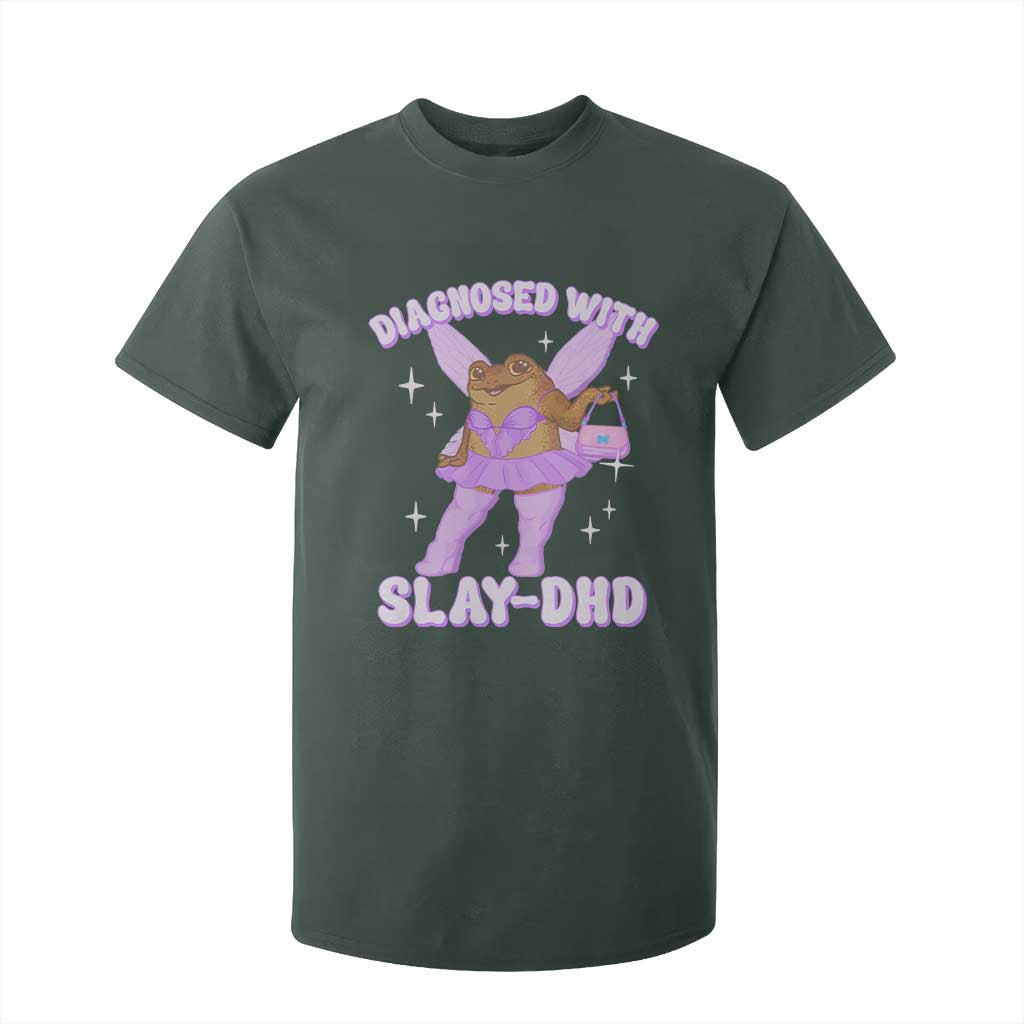 ADHD Meme T Shirt For Kid Funny Slay DHD Frog Neurodivergent TS10 Dark Forest Green Print Your Wear