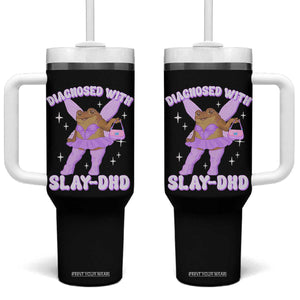 ADHD Meme Tumbler With Handle Funny Slay DHD Frog Neurodivergent TS10 One Size: 40 oz Black Print Your Wear