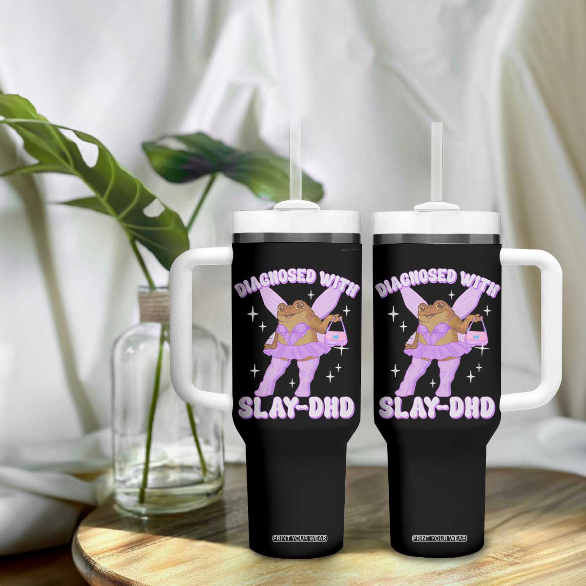 ADHD Meme Tumbler With Handle Funny Slay DHD Frog Neurodivergent TS10 Print Your Wear