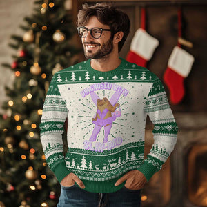 ADHD Meme Knit Sweatshirt Funny Slay DHD Frog Neurodivergent TS10 Green Print Your Wear