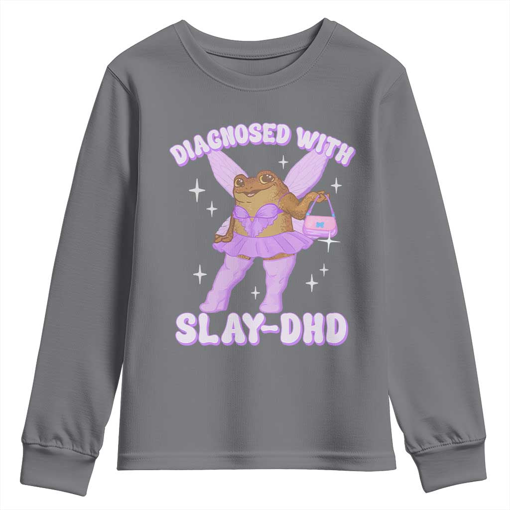 ADHD Meme Youth Sweatshirt Funny Slay DHD Frog Neurodivergent TS10 Charcoal Print Your Wear