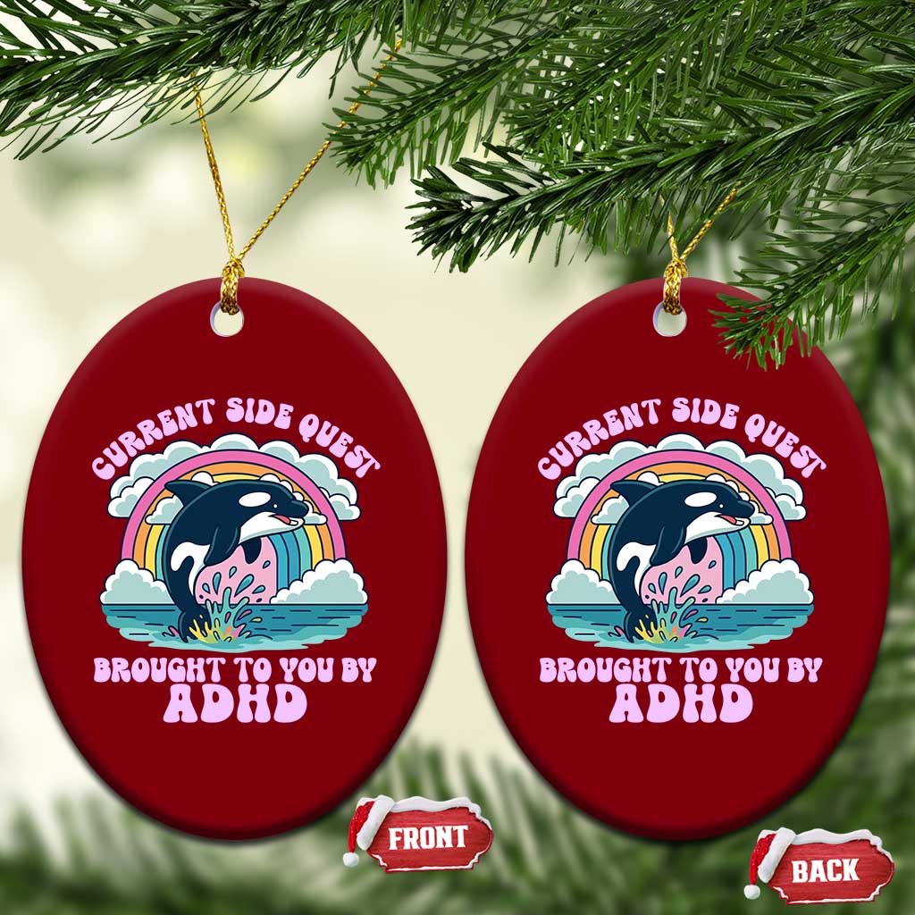 Side Quest ADHD Ceramic Ornament Funny Neurodivergent Meme TS10 Print Your Wear