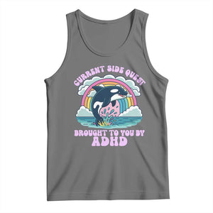 Side Quest ADHD Tank Top Funny Neurodivergent Meme TS10 Black Heather Print Your Wear