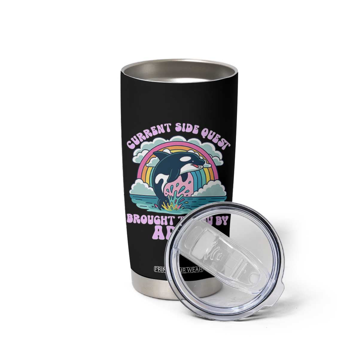 Side Quest ADHD Tumbler Cup Funny Neurodivergent Meme TS10 Print Your Wear