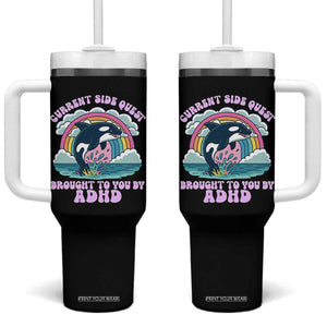 Side Quest ADHD Tumbler With Handle Funny Neurodivergent Meme TS10 One Size: 40 oz Black Print Your Wear