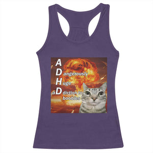 ADHD Cat Meme Racerback Tank Top Funny Kitty Flames Neurodivergent Gen Z TS10 Purple Print Your Wear
