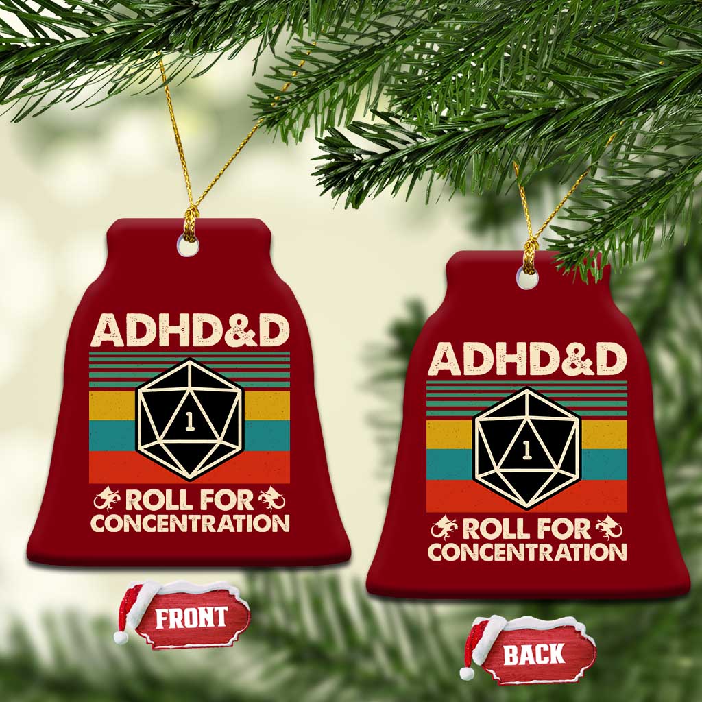 ADHD&D Roll for Concentration Ceramic Ornament Retro 90s ADHD Roll For Concentration Funny Gamer TS10 Print Your Wear
