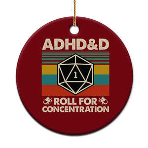 ADHD&D Roll for Concentration Ceramic Ornament Retro 90s ADHD Roll For Concentration Funny Gamer TS10 1pc Red Print Your Wear