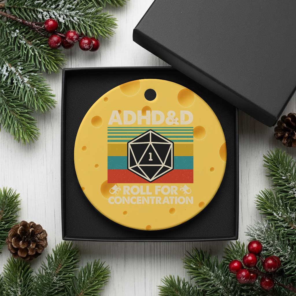 ADHD&D Roll for Concentration Ceramic Ornament Retro 90s ADHD Roll For Concentration Funny Gamer TS10 1pc Yellow Cheese Print Your Wear