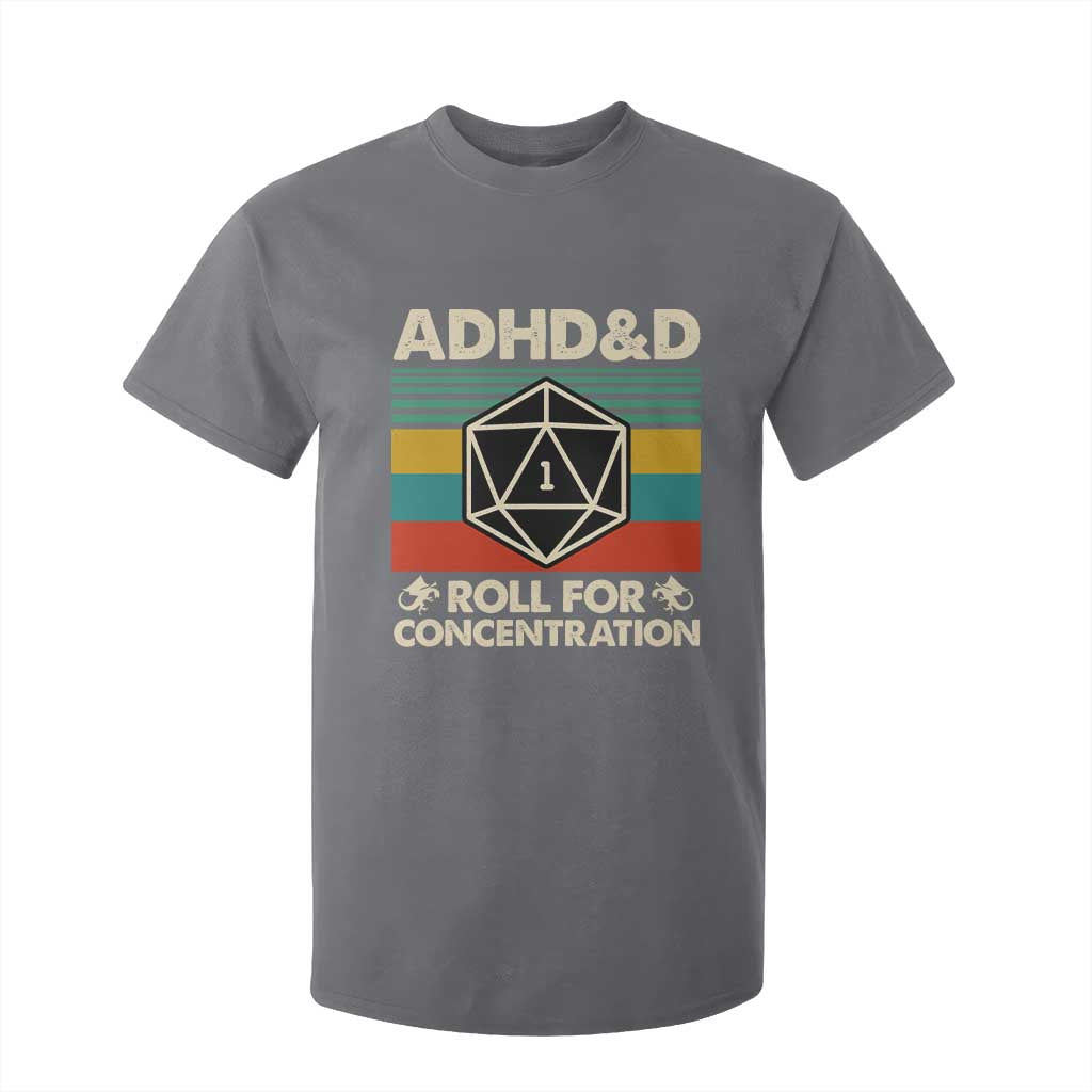 ADHD&D Roll for Concentration T Shirt For Kid Retro 90s ADHD Roll For Concentration Funny Gamer TS10 Charcoal Print Your Wear