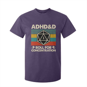 ADHD&D Roll for Concentration T Shirt For Kid Retro 90s ADHD Roll For Concentration Funny Gamer TS10 Purple Print Your Wear
