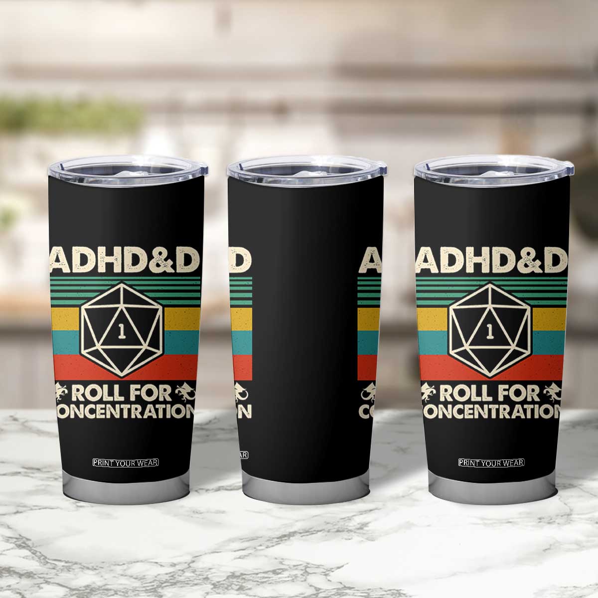 ADHD&D Roll for Concentration Tumbler Cup Retro 90s ADHD Roll For Concentration Funny Gamer TS10 Print Your Wear
