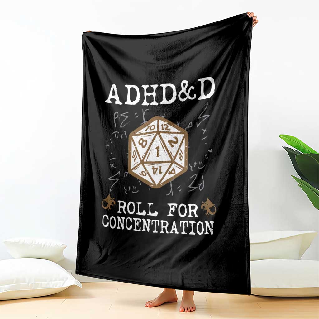 ADHD&D Roll for Concentration Throw Blanket ADHD Roll For Concentration Funny Gamer TS10 Print Your Wear