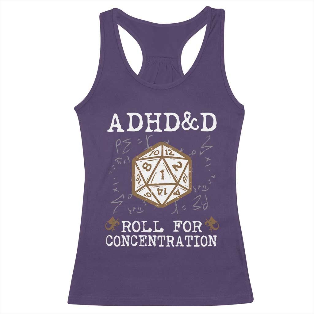 ADHD&D Roll for Concentration Racerback Tank Top ADHD Roll For Concentration Funny Gamer TS10 Purple Print Your Wear