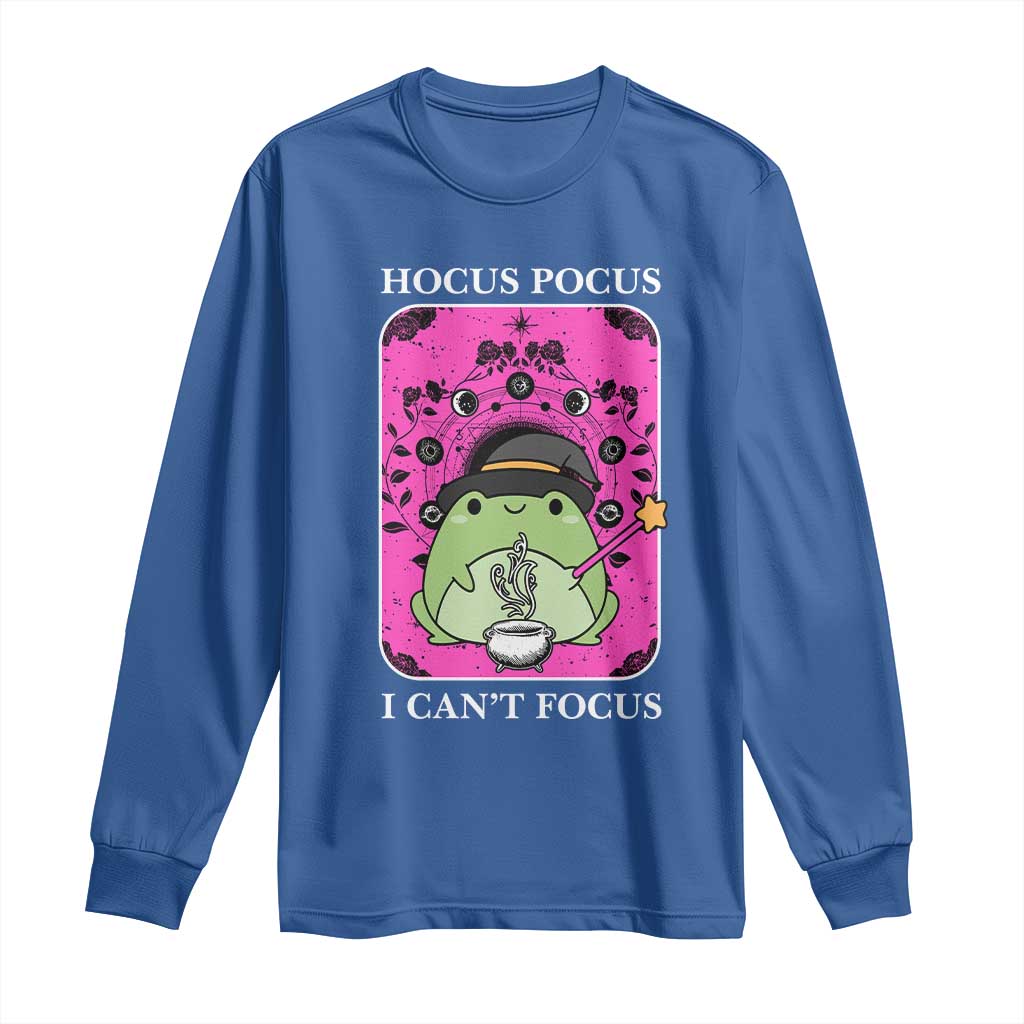 ADHD Meme Long Sleeve Shirt Neurodivergent Wizard Frog I Cant Focus TS10 Royal Blue Print Your Wear