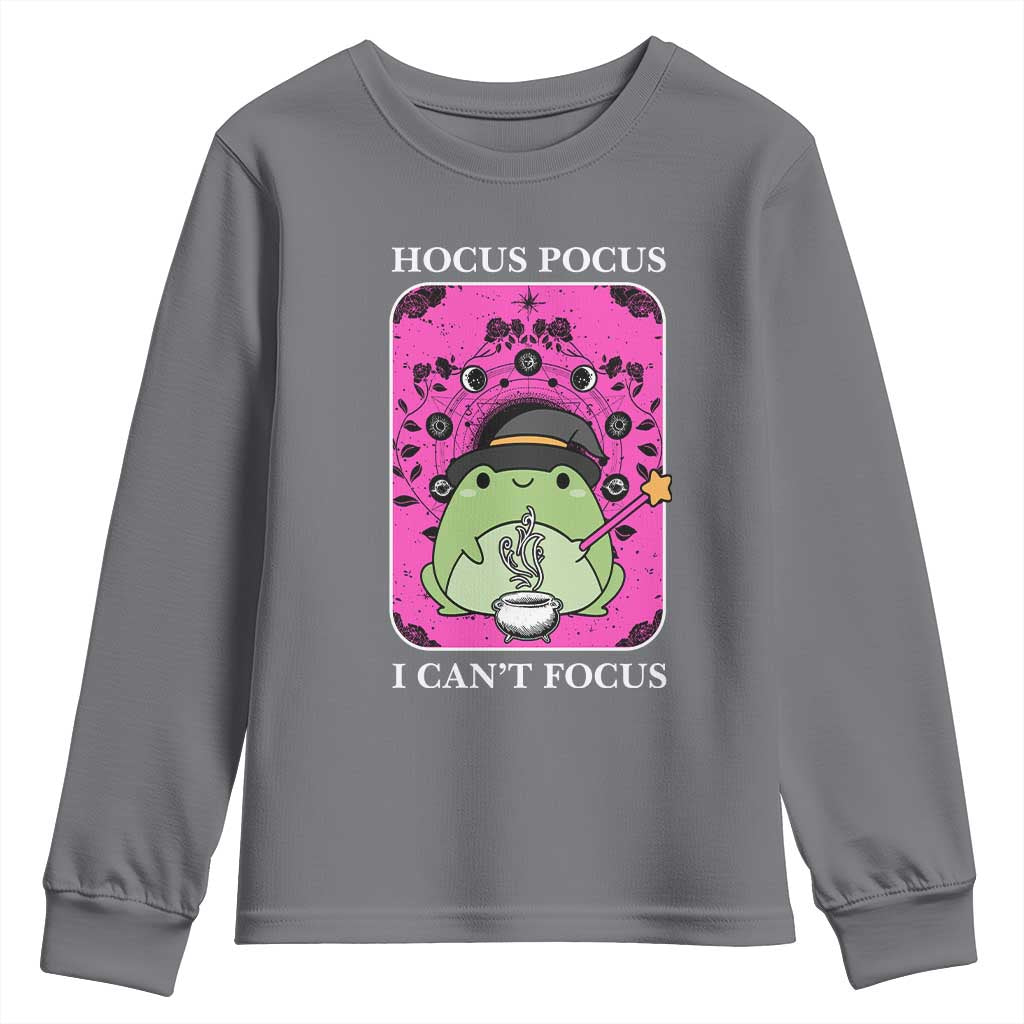 ADHD Meme Youth Sweatshirt Neurodivergent Wizard Frog I Cant Focus TS10 Charcoal Print Your Wear