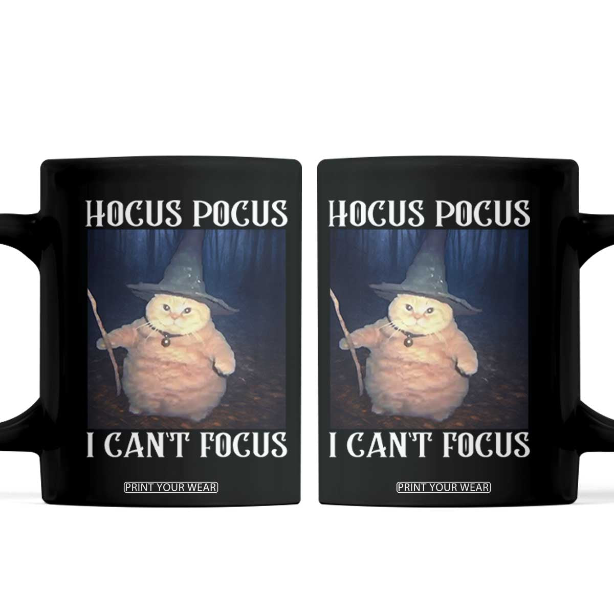 ADHD Cat Meme Coffee Mug Neurodivergent Wizard Cat I Cant Focus TS10 Black Print Your Wear
