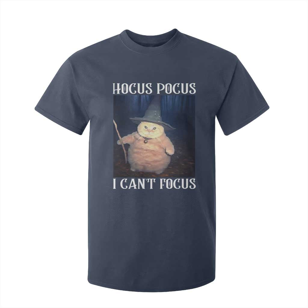 ADHD Cat Meme T Shirt For Kid Neurodivergent Wizard Cat I Cant Focus TS10 Navy Print Your Wear