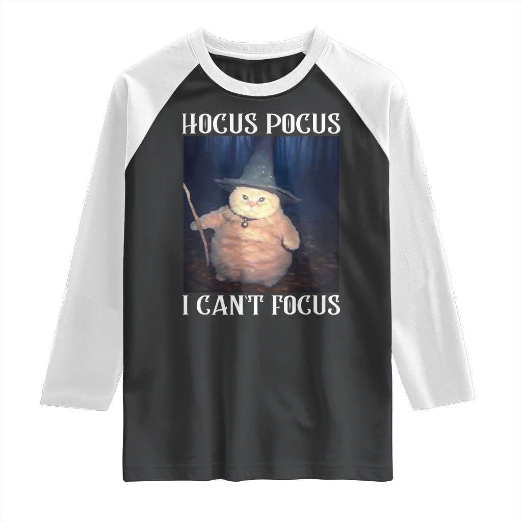 ADHD Cat Meme Raglan Shirt Neurodivergent Wizard Cat I Cant Focus TS10 Black White Print Your Wear