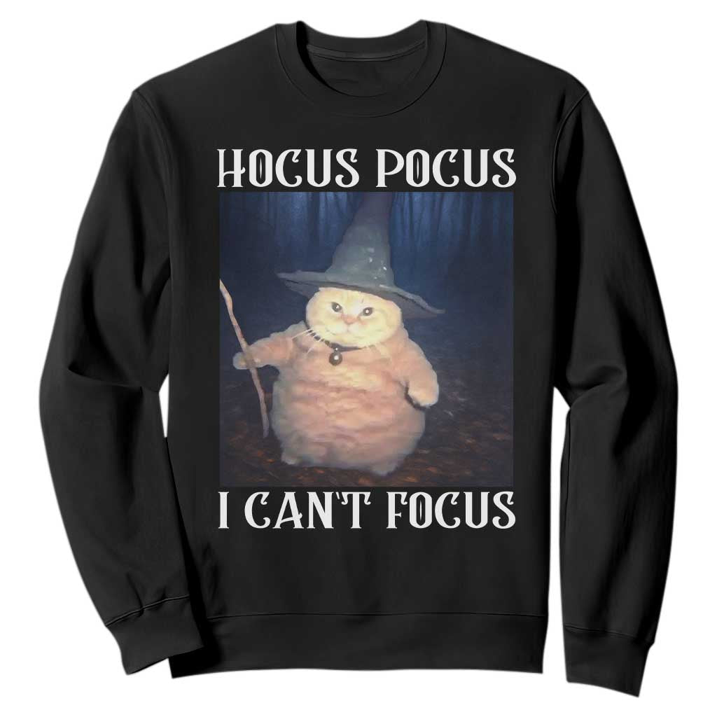 ADHD Cat Meme Sweatshirt Neurodivergent Wizard Cat I Cant Focus TS10 Black Print Your Wear