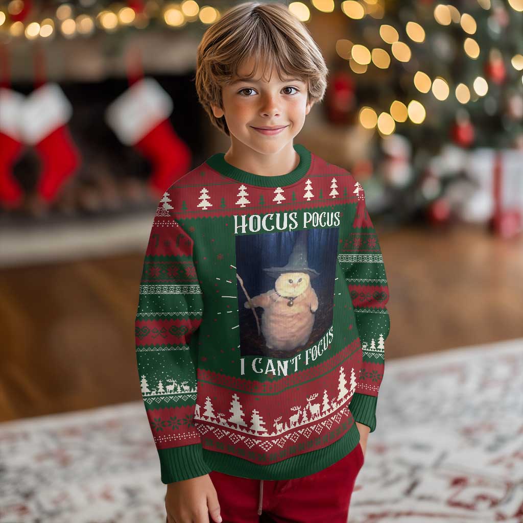 ADHD Cat Meme Knit Sweatshirt Neurodivergent Wizard Cat I Cant Focus TS10 Christmas Print Your Wear