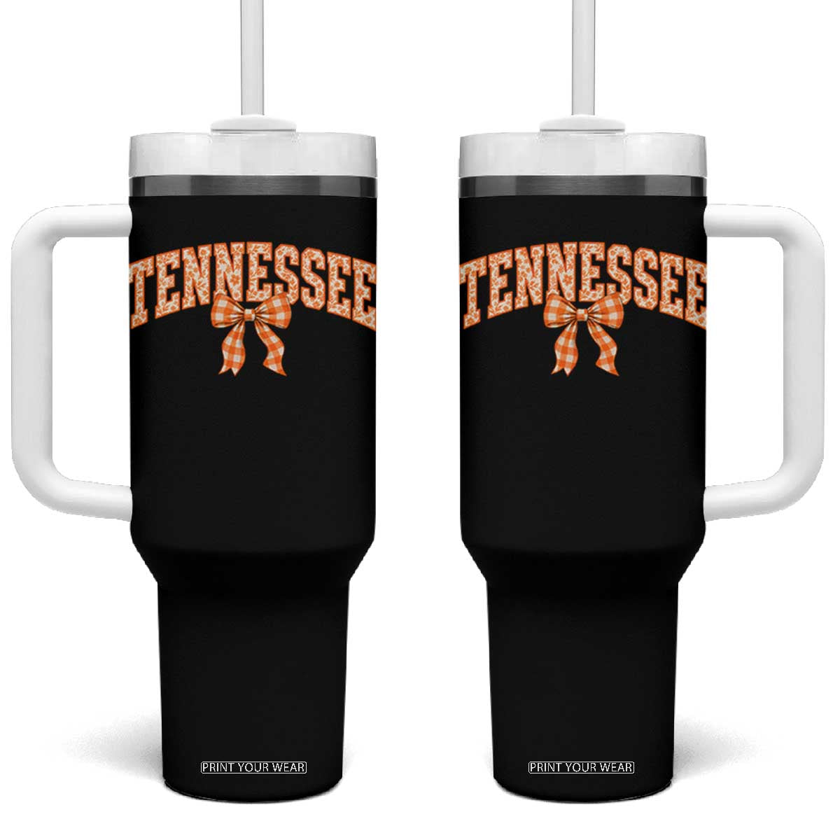Vintage Tennessee Tumbler With Handle Retro Classic TN Orange Print Retro