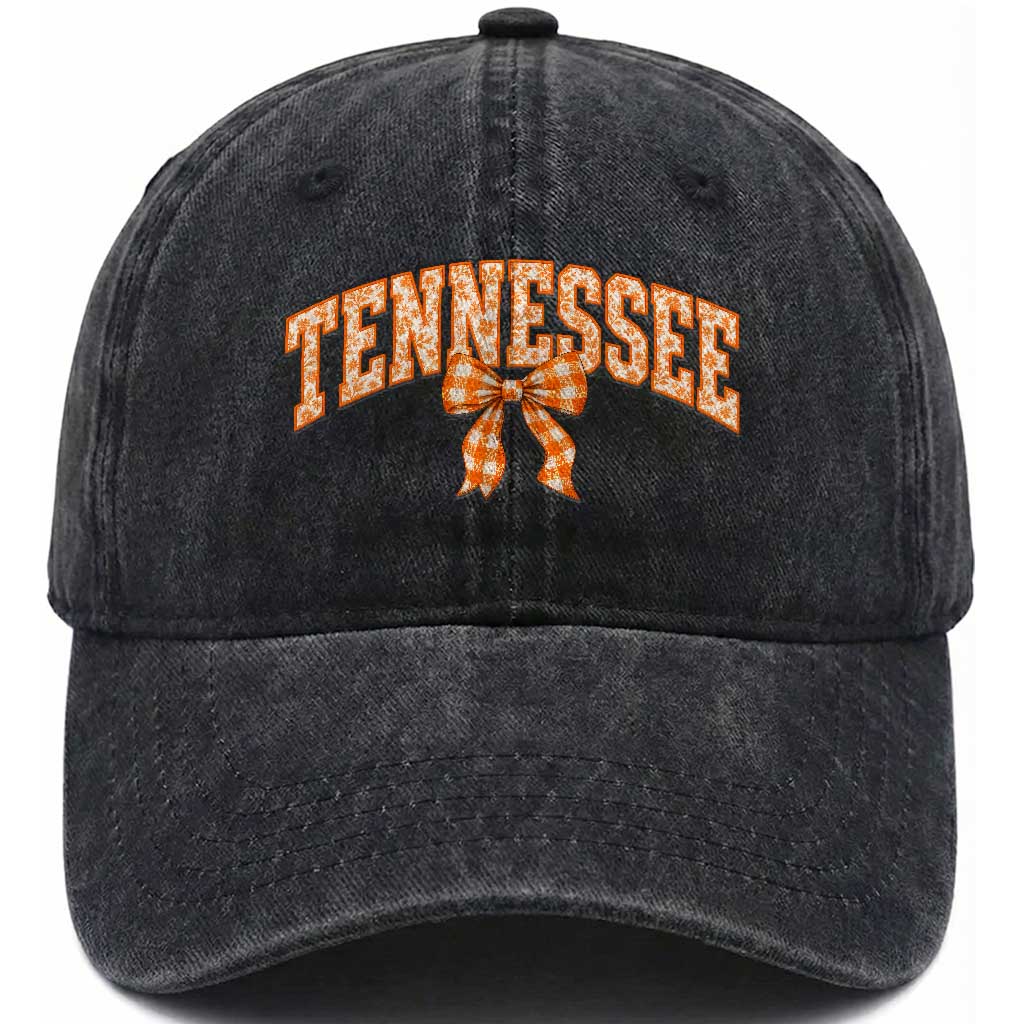 Vintage Tennessee Washed Cotton Baseball Cap Retro Classic TN Orange Print Retro