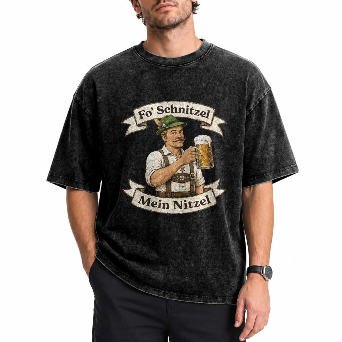 Oktoberfest Fo Schnitzel Mein Nitzel Funny German Washed Cotton T-Shirt