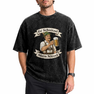 Oktoberfest Fo Schnitzel Mein Nitzel Funny German Washed Cotton T-Shirt
