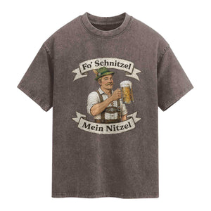 Oktoberfest Fo Schnitzel Mein Nitzel Funny German Washed Cotton T-Shirt