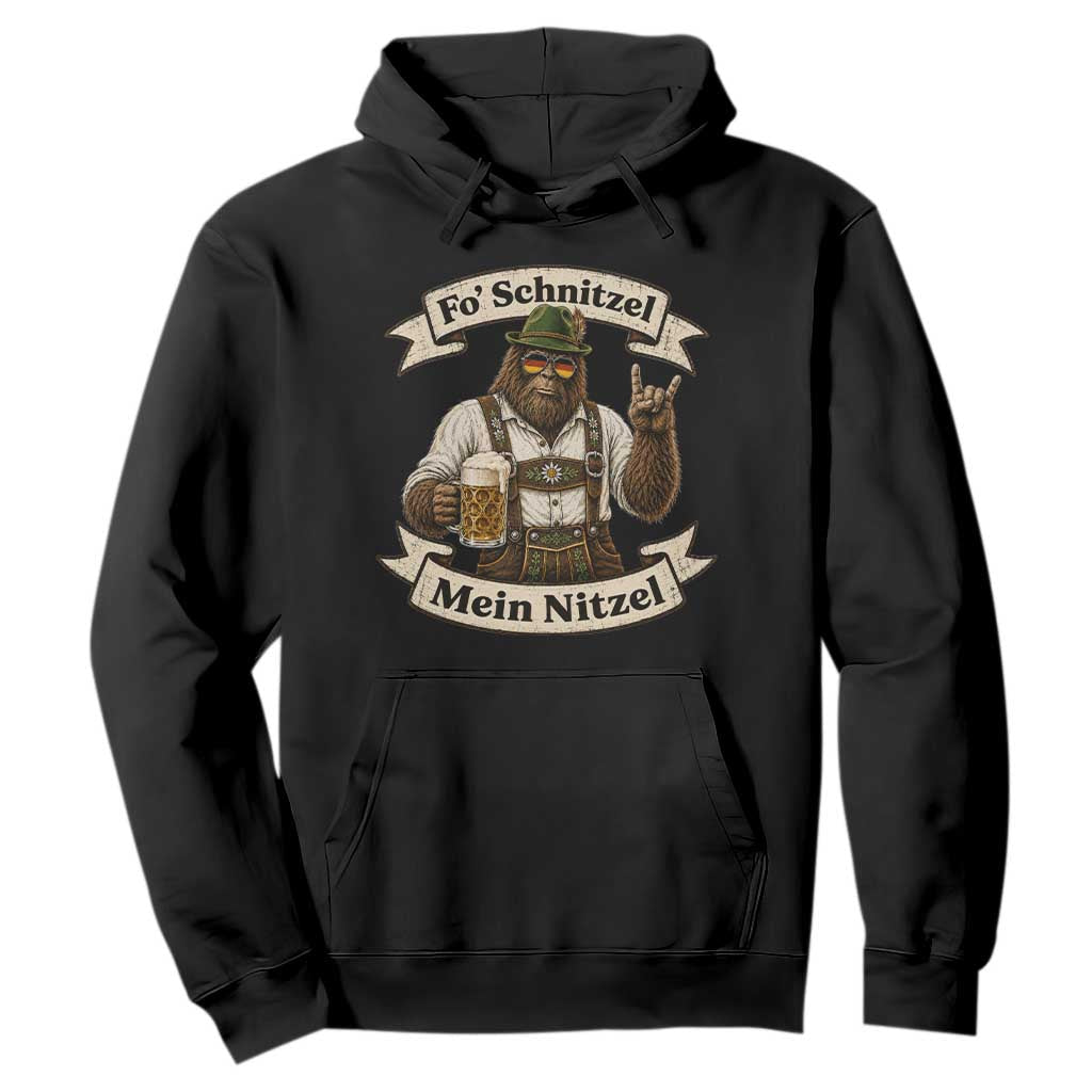 Fo Schnitzel Mein Nitzel Bigfoot Rock On Oktoberfest Hoodie Lederhosen Funny German Prost Beer