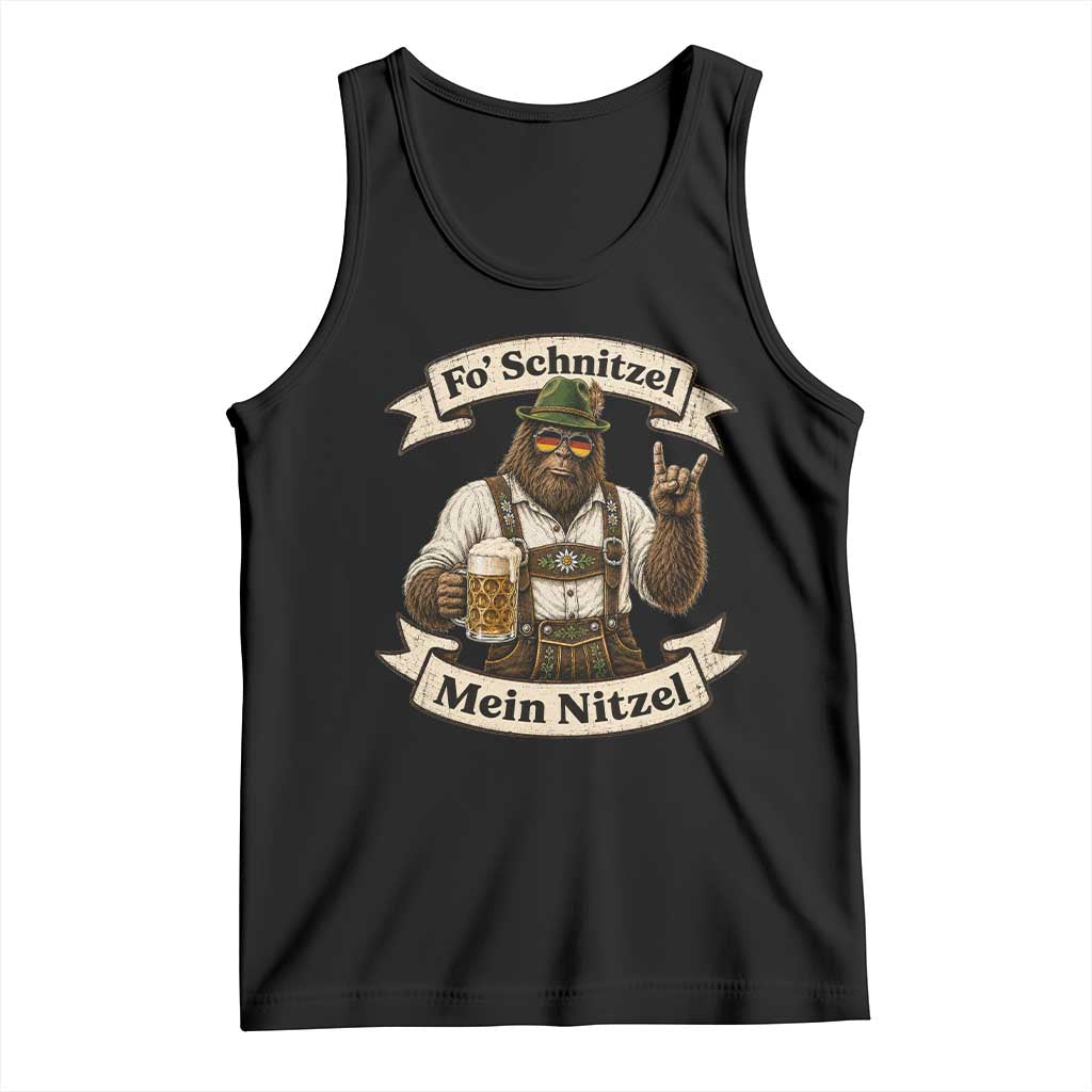 Fo Schnitzel Mein Nitzel Bigfoot Rock On Oktoberfest Tank Top Lederhosen Funny German Prost Beer