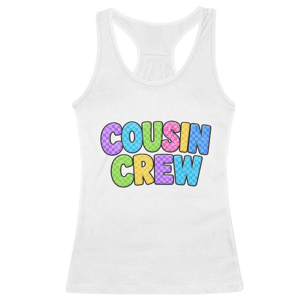 Cousin Crew Racerback Tank Top Sibling Matching Family Trip Reunion Colorful Checkered Graphic
