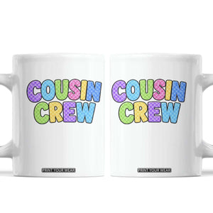 Cousin Crew Coffee Mug Sibling Matching Family Trip Reunion Colorful Checkered Graphic