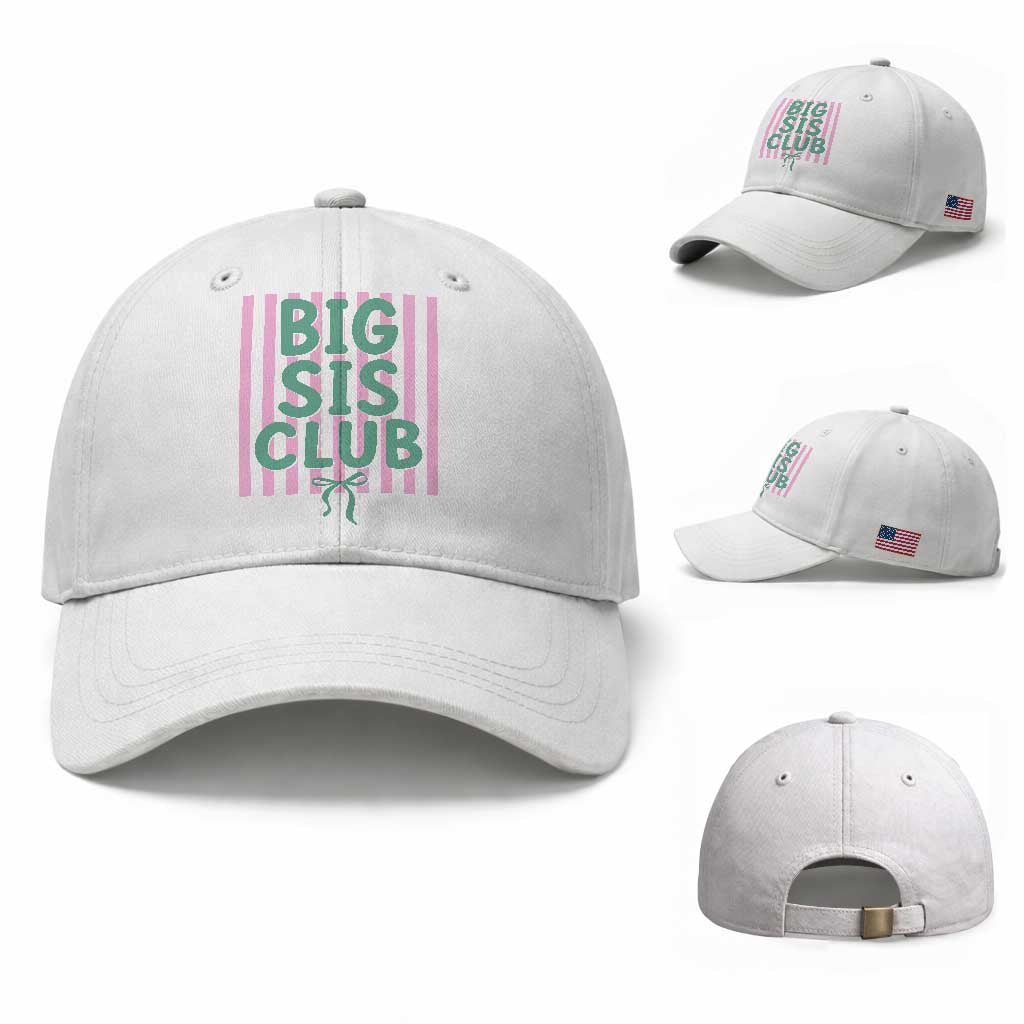 Striped Big Sister Club Baseball Cap Matching Sibling Pregnancy Reveal Gift