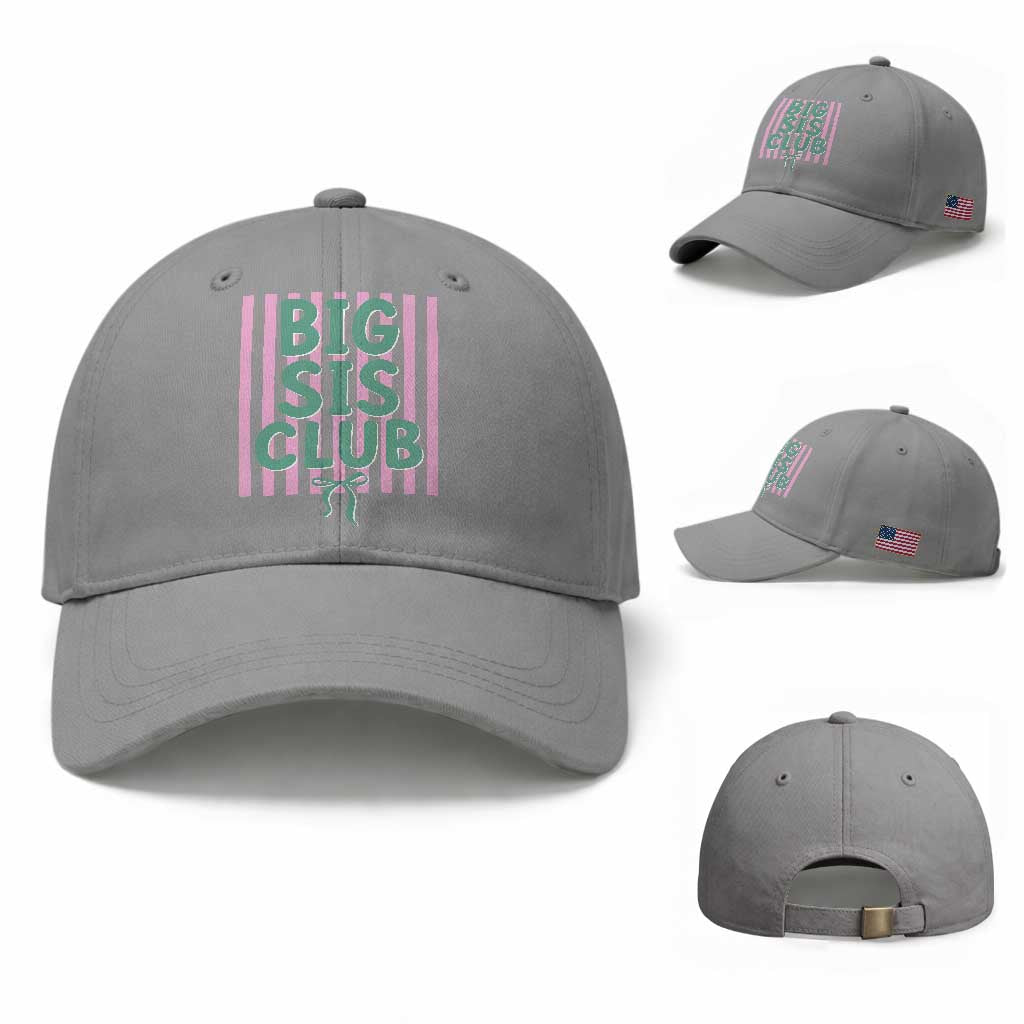 Striped Big Sister Club Baseball Cap Matching Sibling Pregnancy Reveal Gift