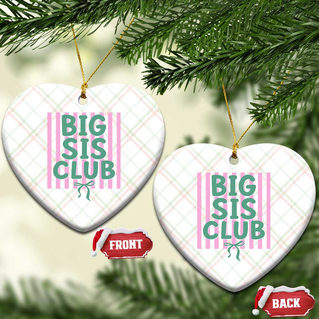 Striped Big Sister Club Ceramic Ornament Matching Sibling Pregnancy Reveal Gift