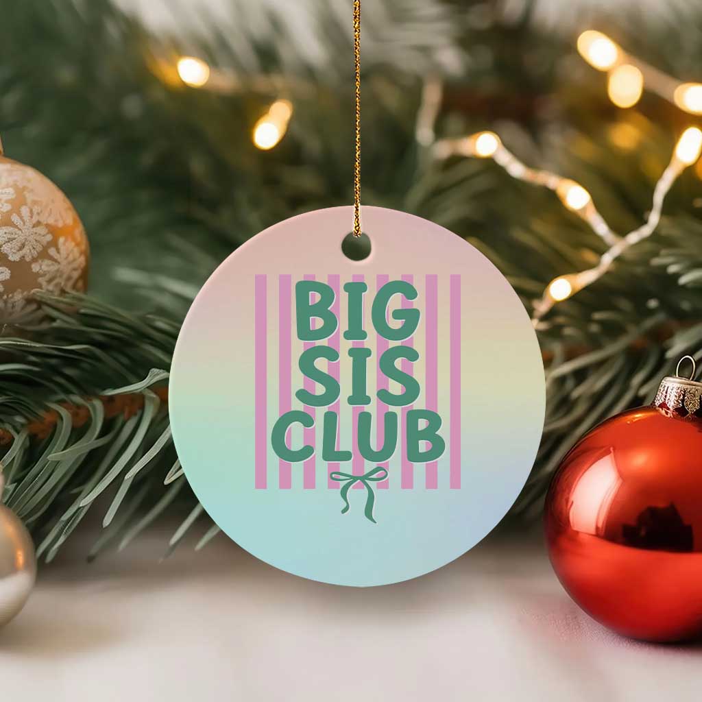 Striped Big Sister Club Ceramic Ornament Matching Sibling Pregnancy Reveal Gift