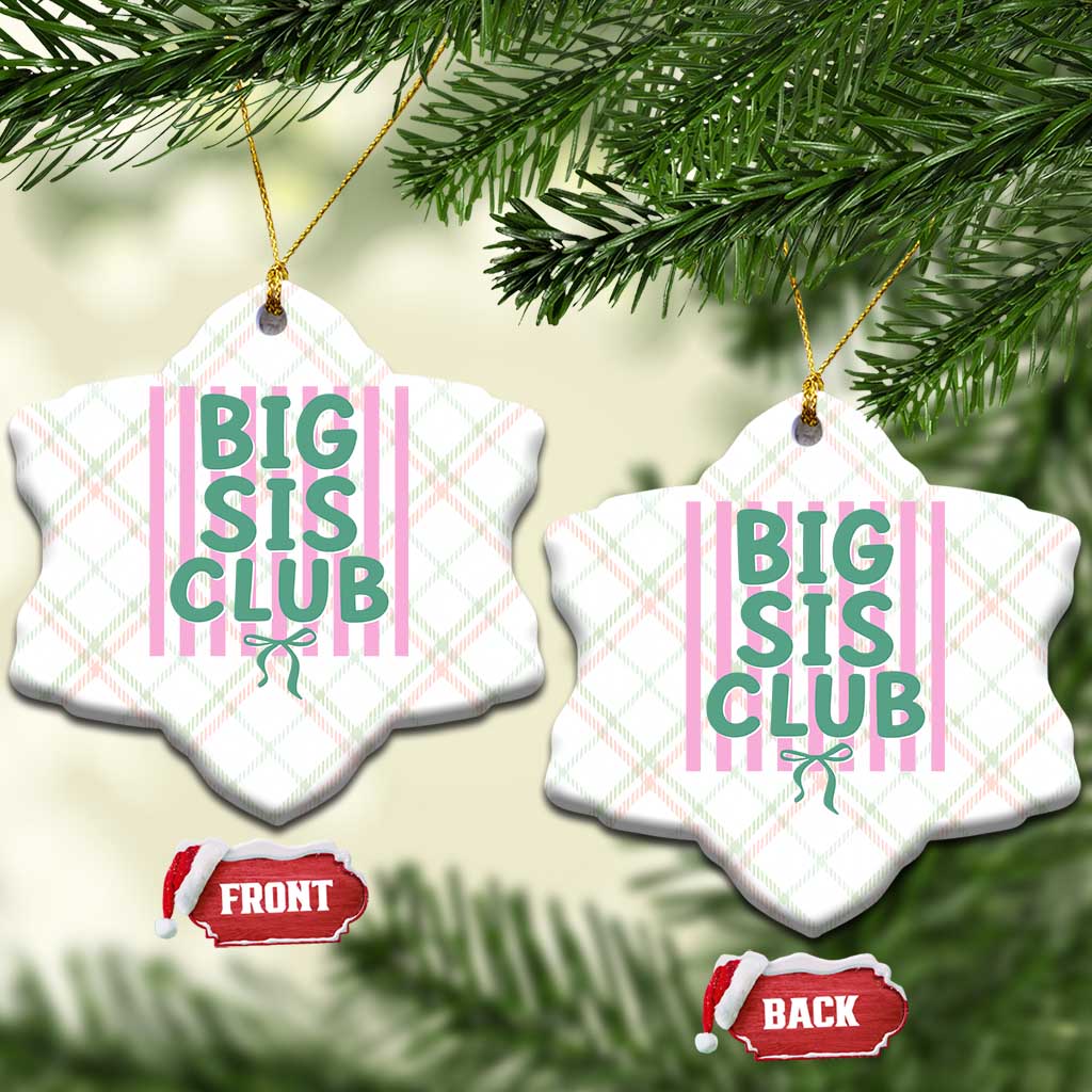 Striped Big Sister Club Ceramic Ornament Matching Sibling Pregnancy Reveal Gift