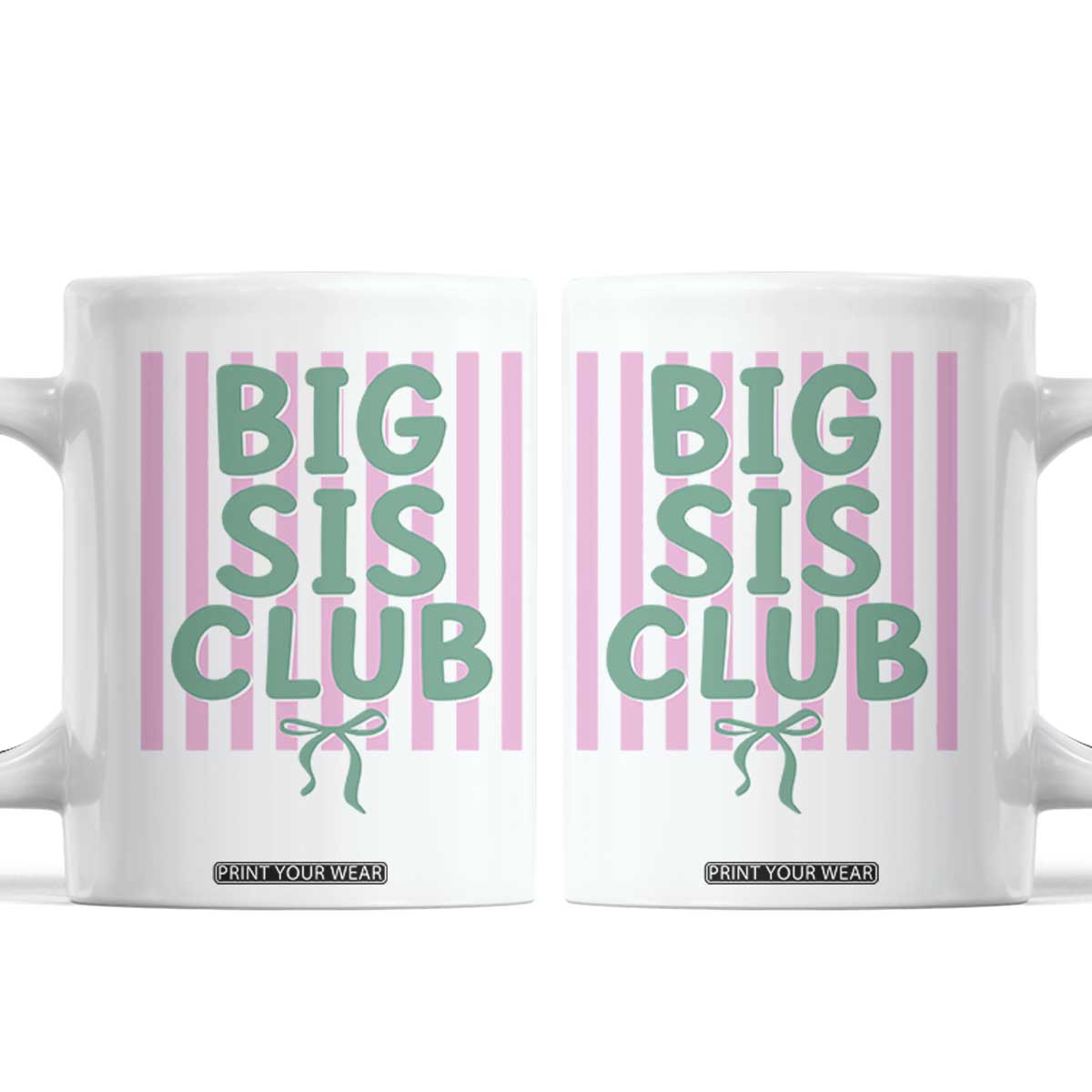 Striped Big Sister Club Coffee Mug Matching Sibling Pregnancy Reveal Gift