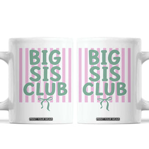 Striped Big Sister Club Coffee Mug Matching Sibling Pregnancy Reveal Gift