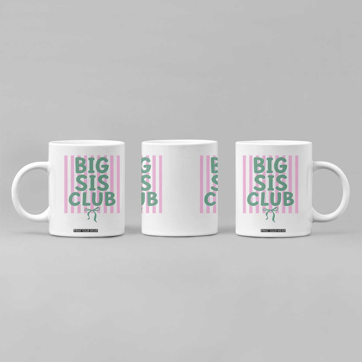 Striped Big Sister Club Coffee Mug Matching Sibling Pregnancy Reveal Gift