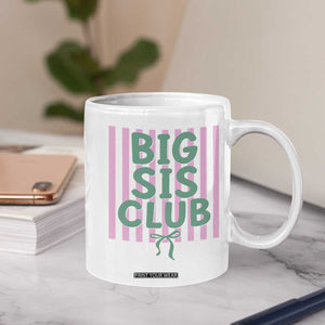 Striped Big Sister Club Coffee Mug Matching Sibling Pregnancy Reveal Gift