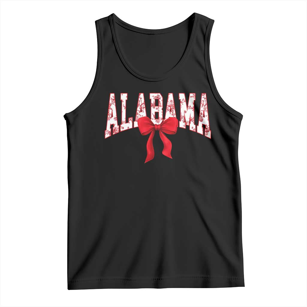 Alabama Red Coquette Bow Vintage Toile De Jouy Floral State Pride Graphic Tank Top